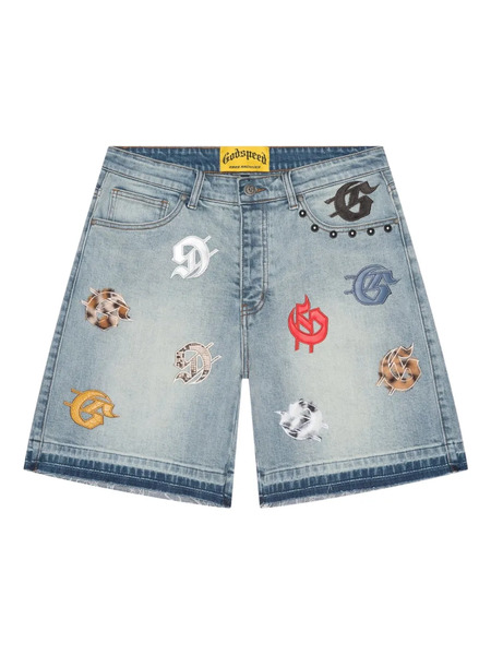  Godspeed Infinity Embellished Denim Shorts - Blue 
