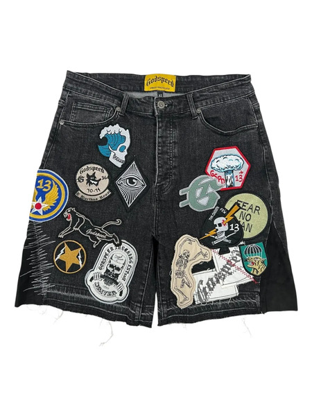  Godspeed Patchwork Denim Shorts - Black 