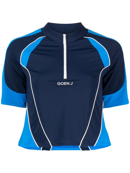  Goen.j Colour-block Logo-embroidered Top - Blue 