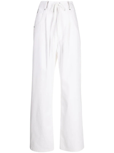  Goen.j Contrasting-panel Wide-leg Trousers - White 