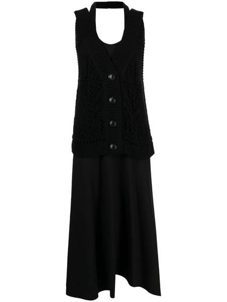  Goen.j Crochet-panel Layered Dress - Black 