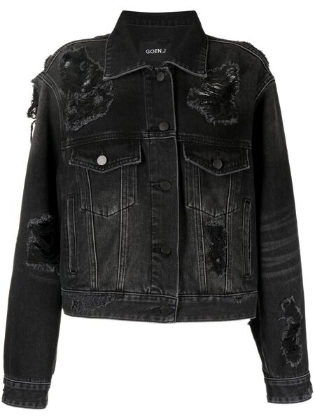  Goen.j Distressed Denim Jacket - Black 