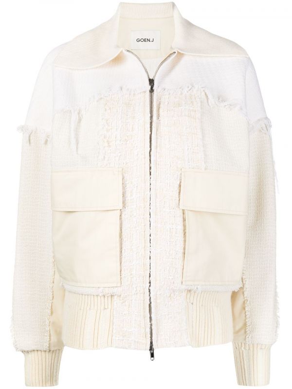  Goen.j Frayed-detail Bomber Jacket - White 