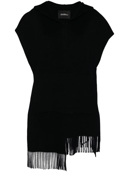  Goen.j Fringed Hooded Poncho - Blue 