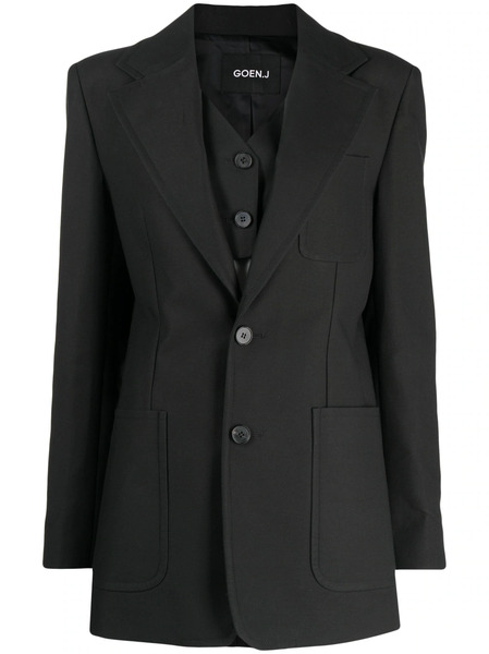  Goen.j Notched-lapels Single-breasted Blazer - Black 