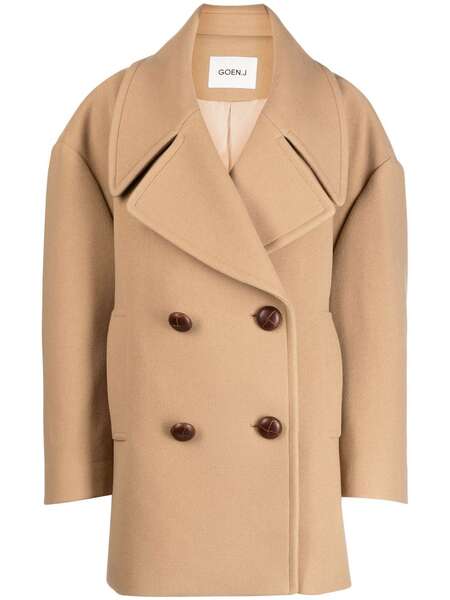  Goen.j Oversized Double-breasted Peacoat - Brown 