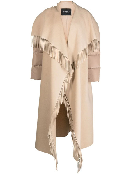  Goen.j Quilted Down Fringed Coat - Brown 