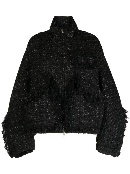  Goen.j Stand-collar Tweed Bomber Jacket - Black 