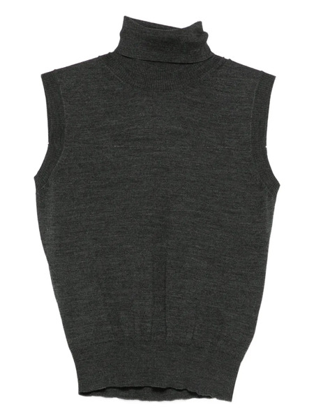  Goes Botanical Roll-neck Sleeveless Top - Grey 