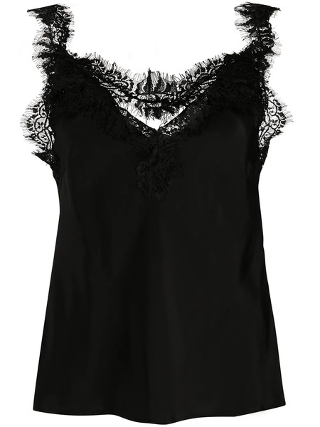  Gold Hawk Lace Panel Silk Blouse - Black 