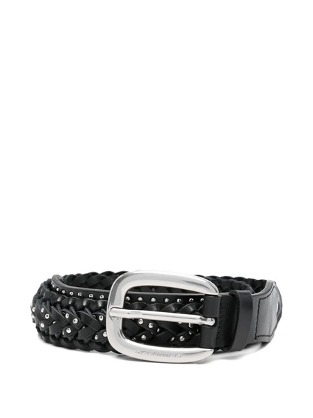  Golden Goose Braided Studded Leather Belt - Black 