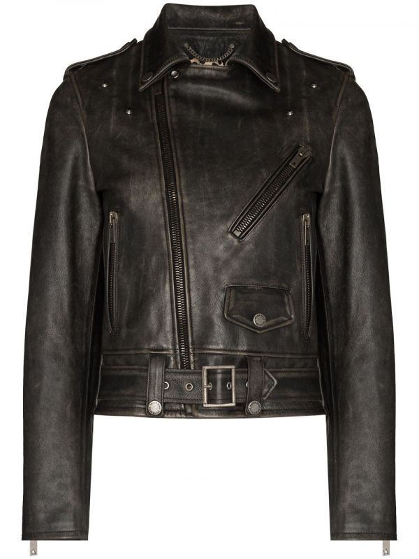  Golden Goose Distressed-effect Leather Biker Jacket - Black 