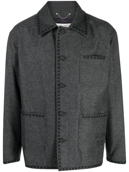  Golden Goose Embroidered Wool Jacket - Grey 
