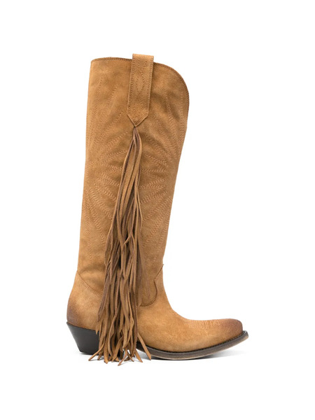  Golden Goose Fringed Embroidered Boots - Brown 