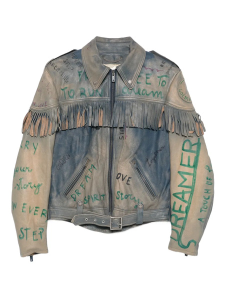  Golden Goose Fringed Leather Jacket - Blue 