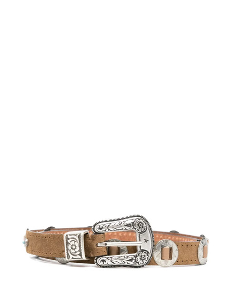  Golden Goose Lace S Leather Belt - Brown 