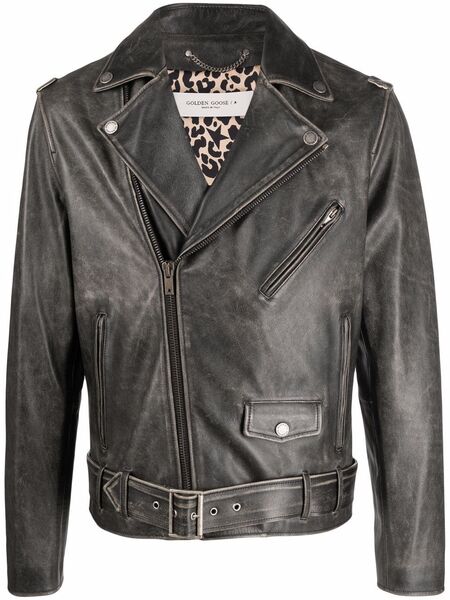  Golden Goose Leather Biker Jacket - Black 