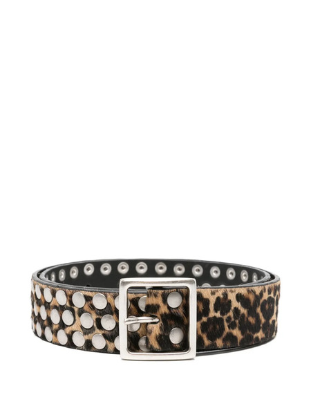  Golden Goose Leopard-pattern Studded Belt - Neutrals 