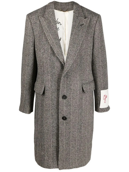  Golden Goose Logo-patch Single-breasted Coat - Grey 