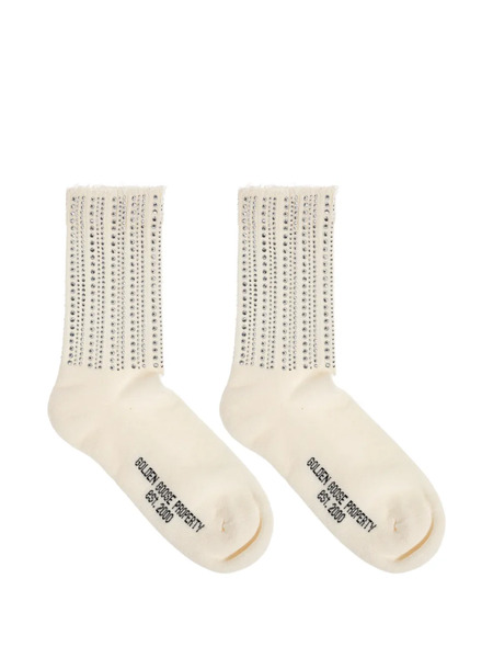 Golden Goose Rhinestone-embellished Frayed Socks - Neutrals 
