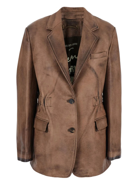  Golden Goose Single-breasted Leather Jacket - Brown 