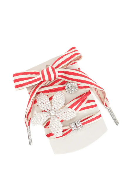  Golden Goose Striped Beaded-embellishement Keyring - Red 