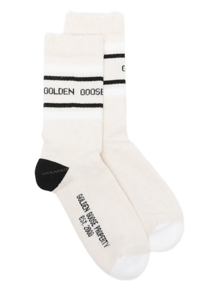  Golden Goose Stripes Logo Socks - Neutrals 