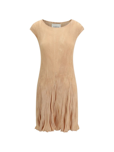  Gongdid Design Wavy Pleated Mini Dress - Neutrals 