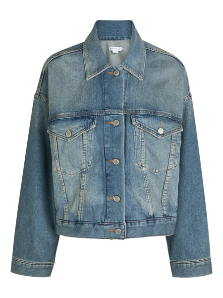  Good American Button Flap Denim Jacket - Blue 