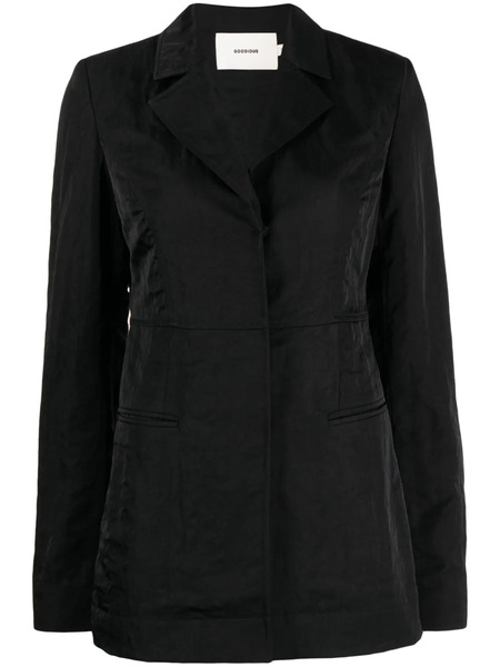  Goodious Single-breasted Long-sleeve Blazer - Black 