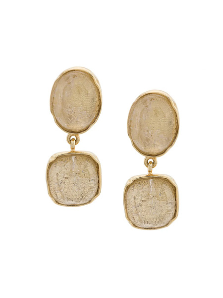  Goossens Cabochons Clip Earrings - Gold 