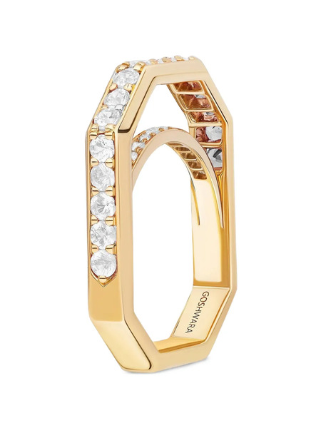  Goshwara Diamond Square-band Ring - Gold 