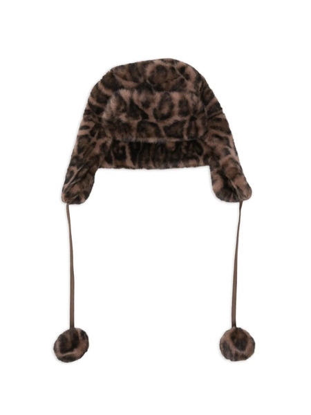  Gotha Pompom-detail Leopard-pattern Beanie - Brown 