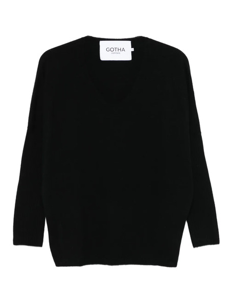  Gotha Ribbed V-neck Sweater - Black 