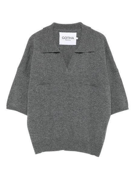  Gotha V-neck Polo Top - Grey 