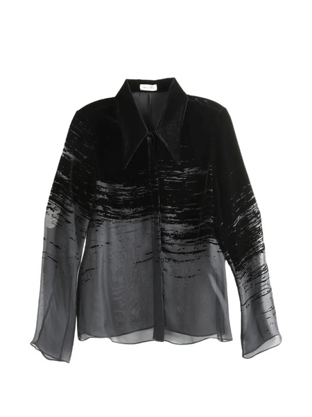 Grace Ling Glitch-patterned Long-sleeved Top - Black 