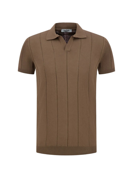  Gran Sasso Vertical-stripe Collared T-shirt - Brown 