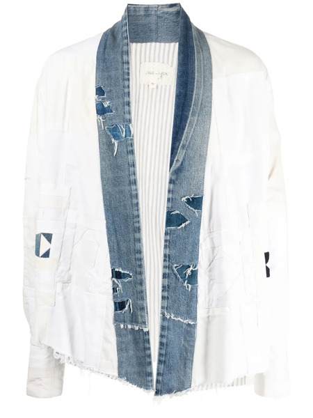  Greg Lauren Open-front Distressed Jacket - White 