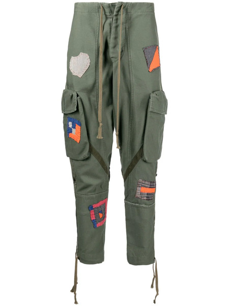  Greg Lauren Patchwork Cargo Trousers - Green 