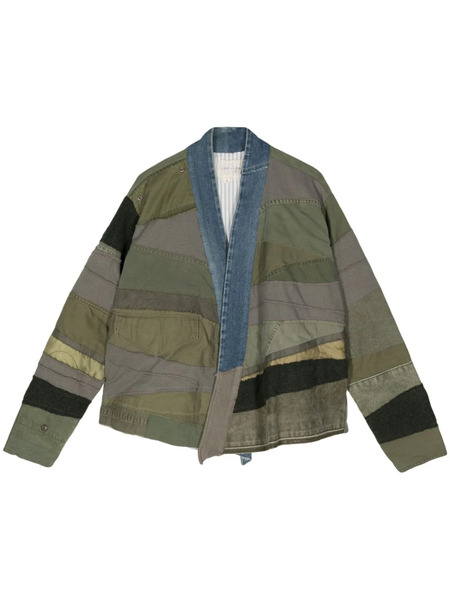  Greg Lauren Shawl-collar Patchwork Jacket - Green 