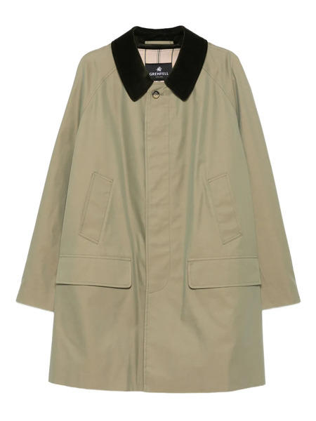  Grenfell Velvet-collared Buttoned Coat - Green 