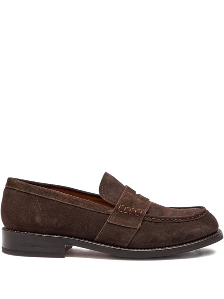  Grenson Stitched Suede Loafers - Brown 