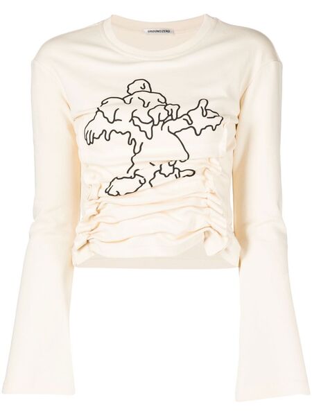  Ground Zero Graphic-print Long-sleeve T-shirt - Neutrals 