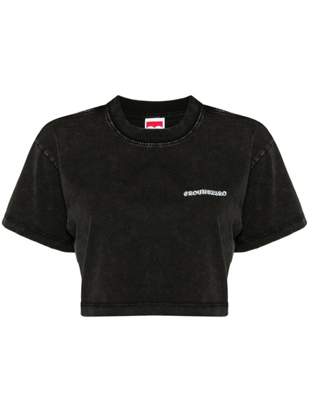  Ground Zero Logo-print Cropped T-shirt - Black 