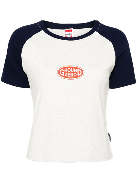  Ground Zero Logo-print Cropped T-shirt - Grey 
