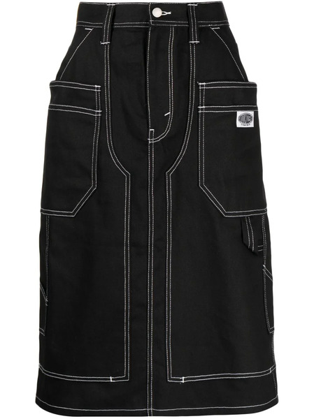  Ground Zero Panelled Denim Midi Skirt - Black 