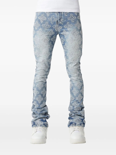  Guapi Aqua Embellished V4 Stacked Jeans - Blue 