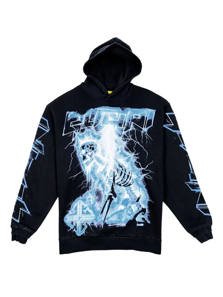  Guapi Lightning-skeleton Print Hoodie - Black 