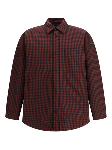  Gucci Check-pattern Cotton Overshirt - Red 