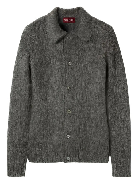  Gucci Collared Buttoned Cardigan - Grey 
